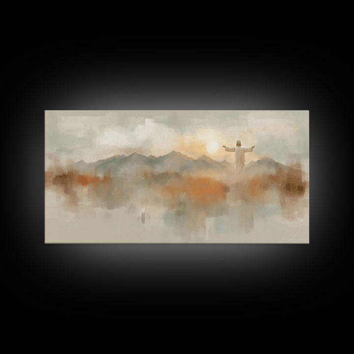 Hills Of Blessing, Framed Canvas Print, Christian Art Canvas, Christian Wall Art, Modern Christian Painting, Jesus Painting, Christian Gift