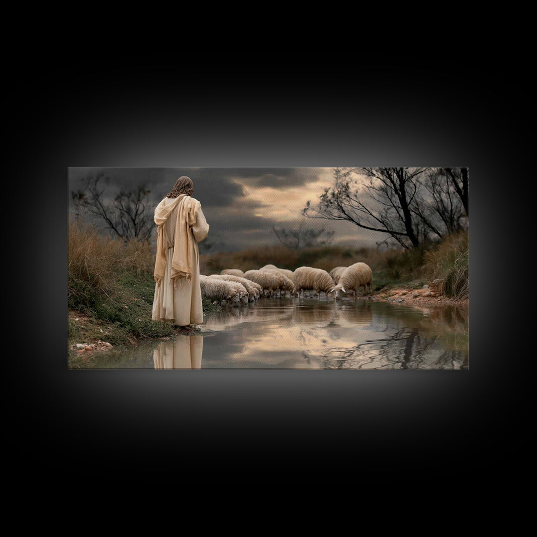 Garden Of Light, Framed Canvas Print, Christian Wall Art, Jesus Painting, Christian Art Canvas, Christian Gift Ideas, Modern Christian Art