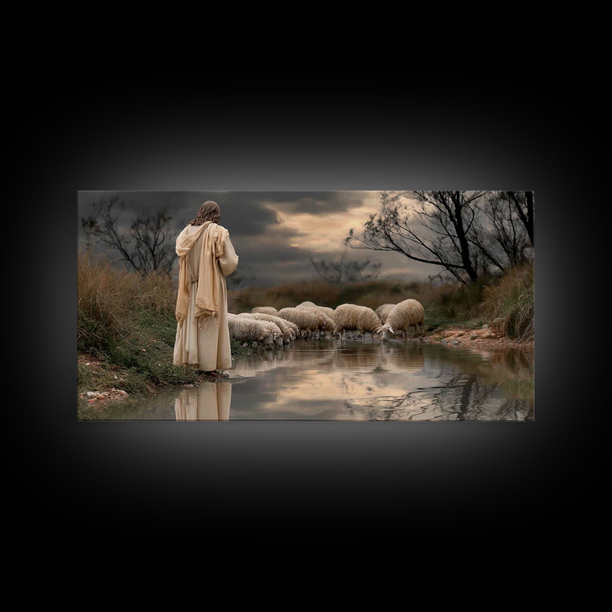 Garden Of Light, Framed Canvas Print, Christian Wall Art, Jesus Painting, Christian Art Canvas, Christian Gift Ideas, Modern Christian Art