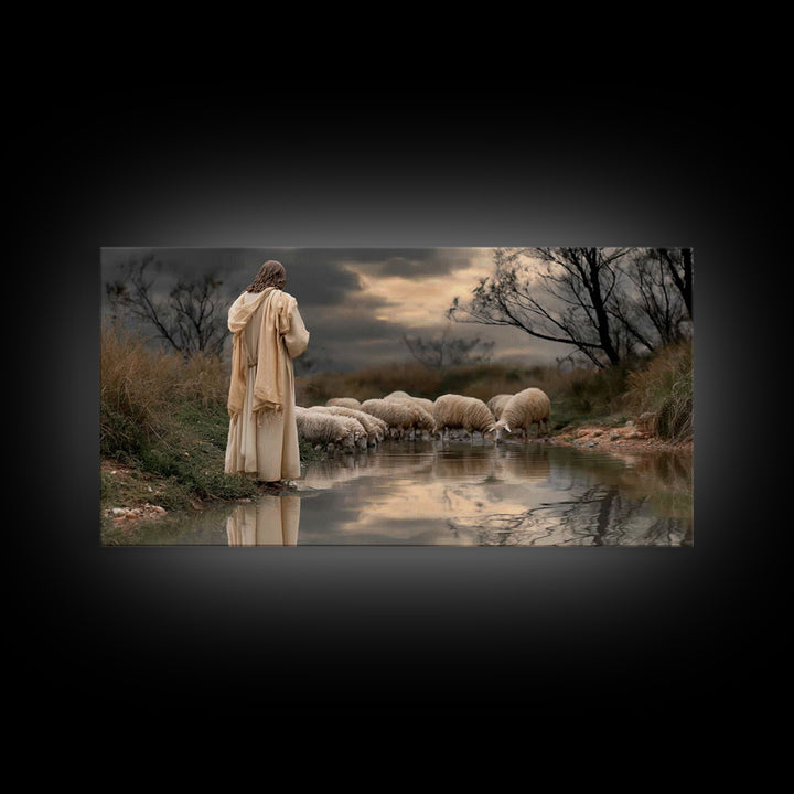 Garden Of Light, Framed Canvas Print, Christian Wall Art, Jesus Painting, Christian Art Canvas, Christian Gift Ideas, Modern Christian Art