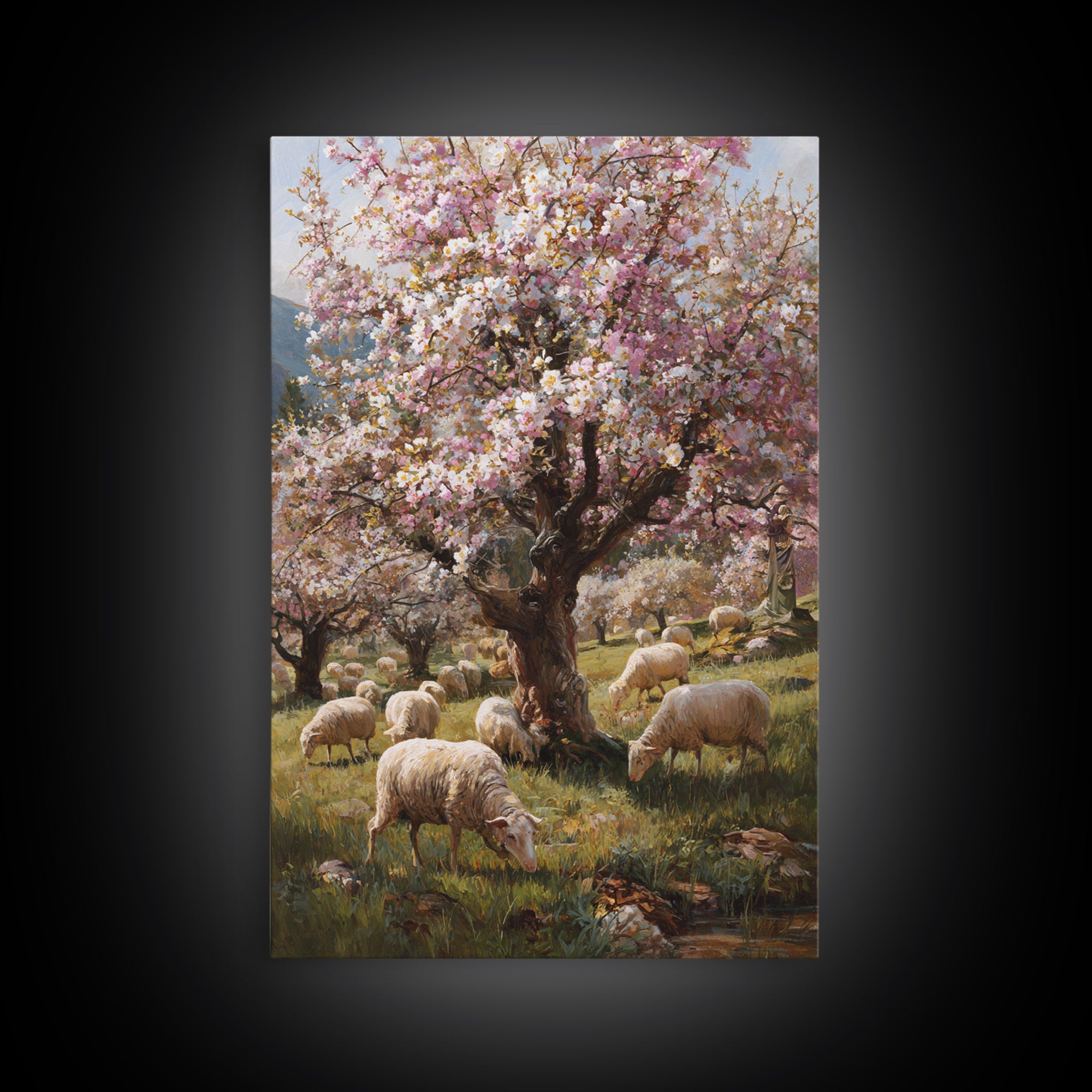 Shepherd Of Blossoms – Framed Canvas Print – Christian Wall Art – Jesus Painting – Christian Christmas Art – Christian Art Canvas