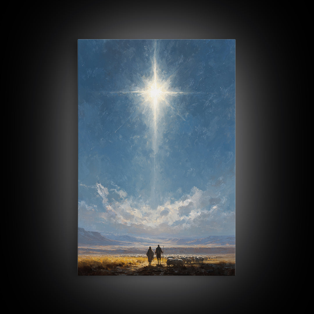 Star Of Promise – Framed Canvas Print – Christian Wall Art – Christian Christmas Art – Christian Art Canvas – Jesus Painting