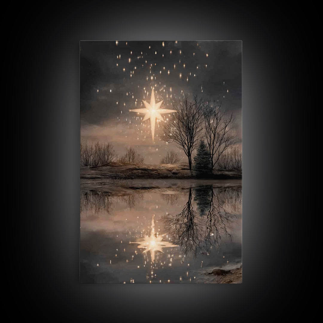 Star Of Hope – Framed Canvas Print – Christian Christmas Art – Christian Art Canvas – Christian Wall Art – Moody Christian Art – Christmas
