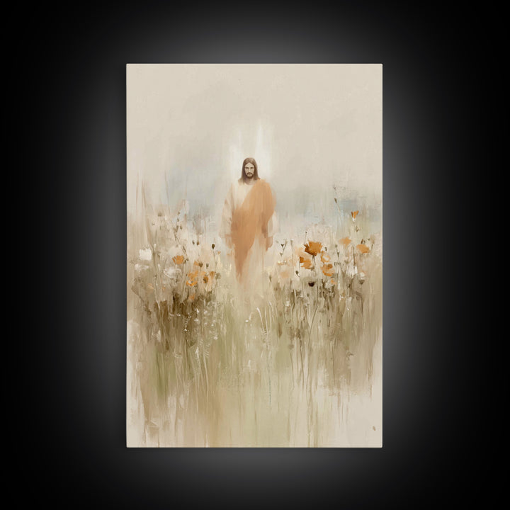 Flowers of His Mercy – Framed Canvas Print – Christian Art Canvas – Minimalist Christian Art – Jesus Painting – Christian Wall Art