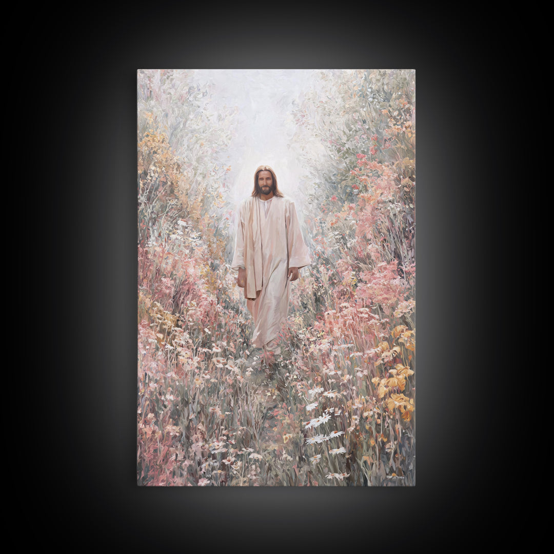 Radiant Garden Light | Framed Canvas Print | Christian Art Canvas | Jesus Painting | Modern Christian Art | Christian Wall Art | Christian