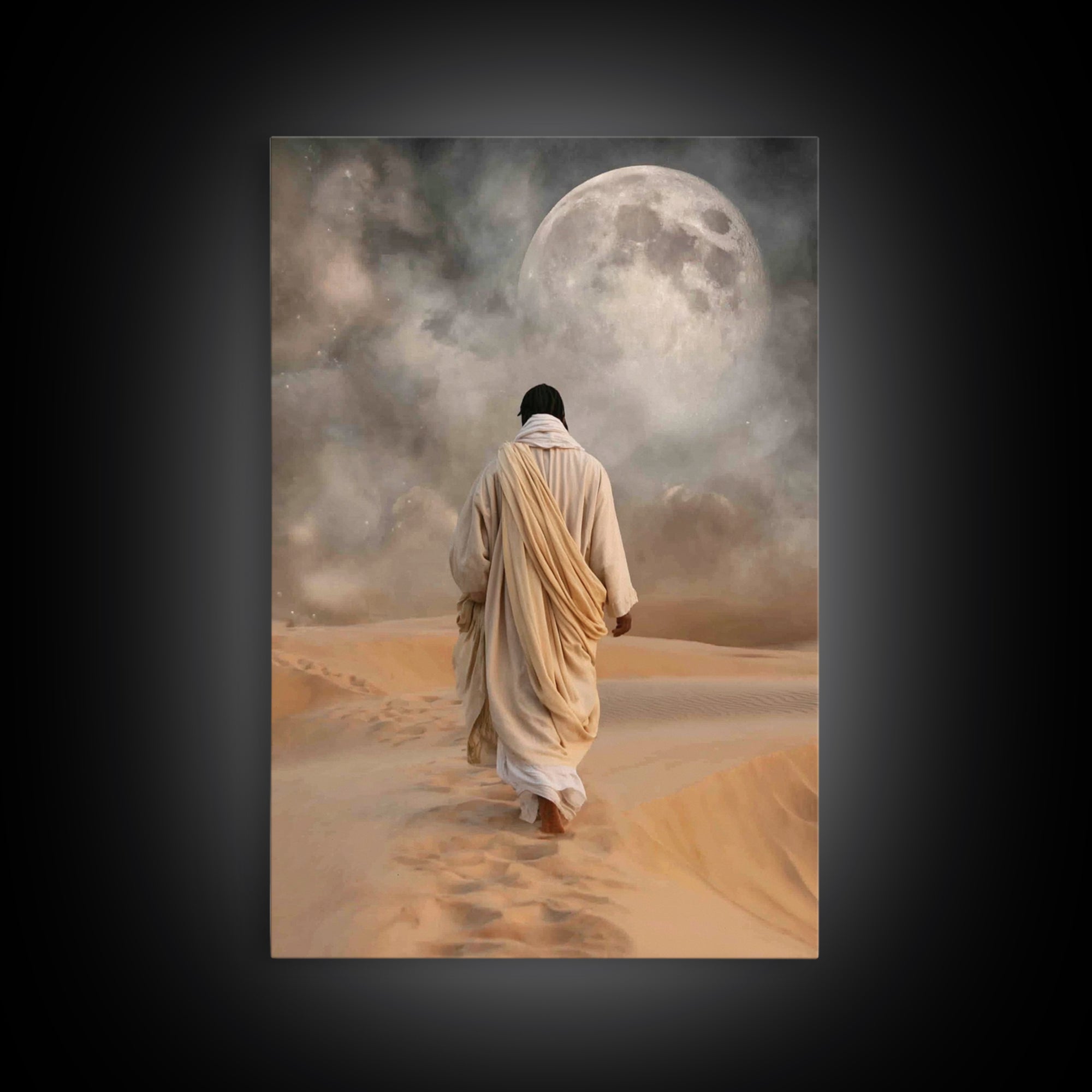 Silent Dawn Path – Framed Canvas Print – Jesus Painting – Christian Wall Art – Subtle Christian Art – Christian Art Canvas – Christian Gift
