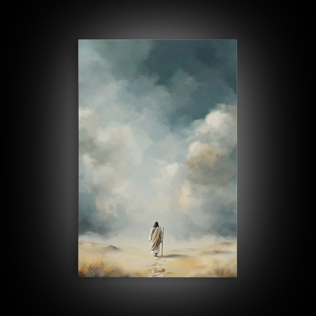 Eternal Stillness | Framed Canvas Print | Christian Art Canvas | Jesus Painting | Minimalist Christian Art | Christian Wall Art | Christian