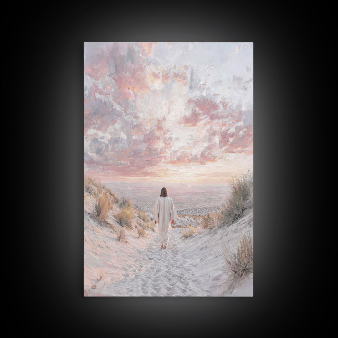 Mountain Ascent – Framed Canvas Print – Christian Art Painting – Jesus Wall Art – Christian Art Canvas – Vintage Christian Art – Christian