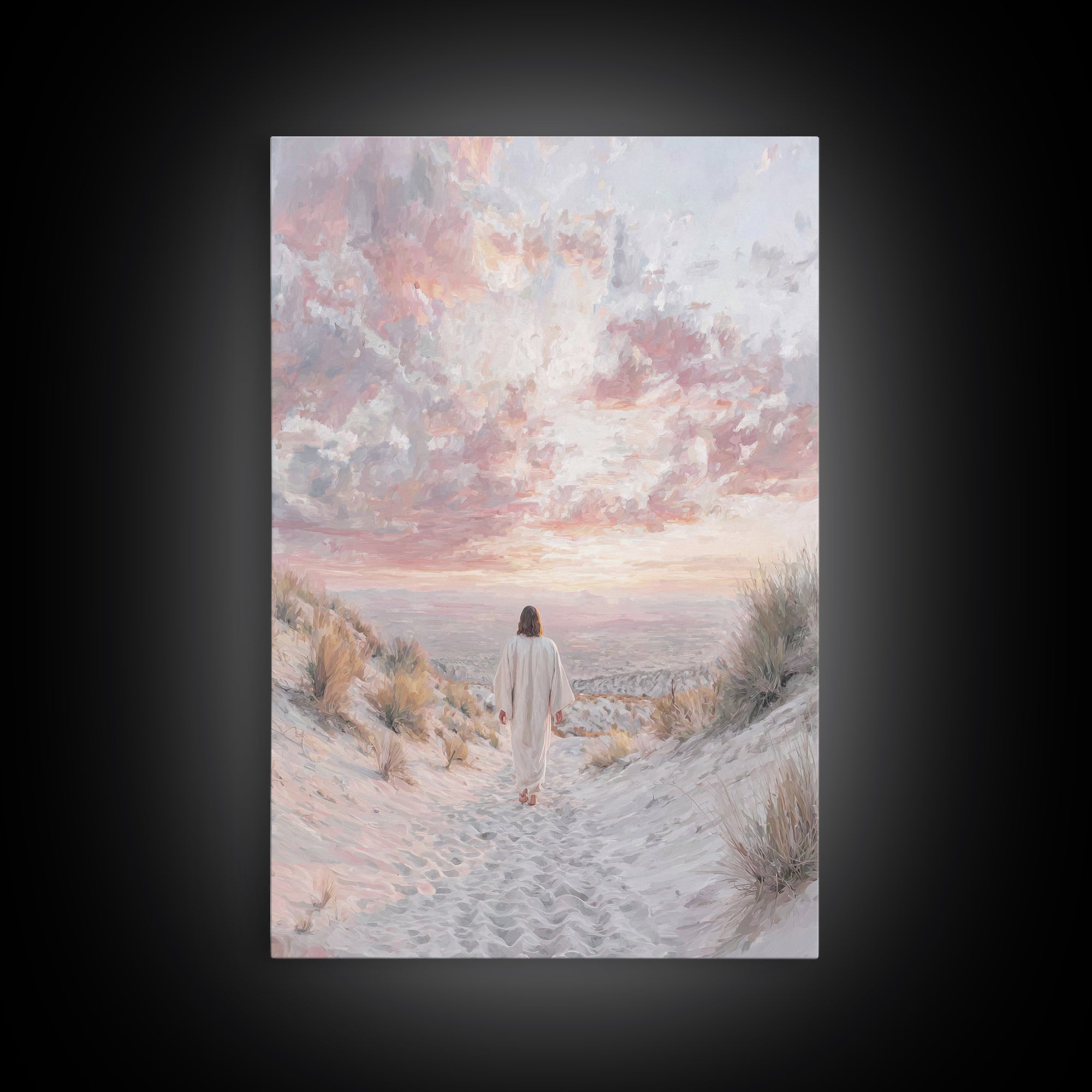 Mountain Ascent – Framed Canvas Print – Christian Art Painting – Jesus Wall Art – Christian Art Canvas – Vintage Christian Art – Christian