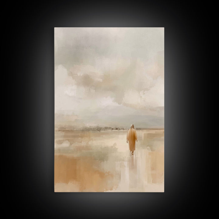 Quiet Pilgrim Path | Framed Canvas Print | Christian Wall Art | Jesus Painting | Christian Art Canvas | Subtle Christian Art | Christian De
