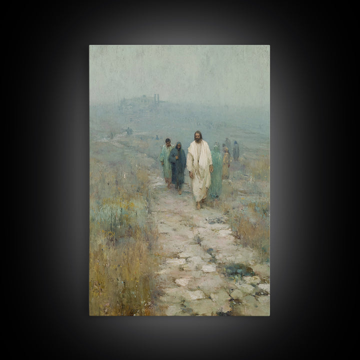 Path Of Discipleship | Framed Canvas Print | Christian Art Canvas | Jesus Painting | Vintage Christian Art | Christian Wall Art | Christian