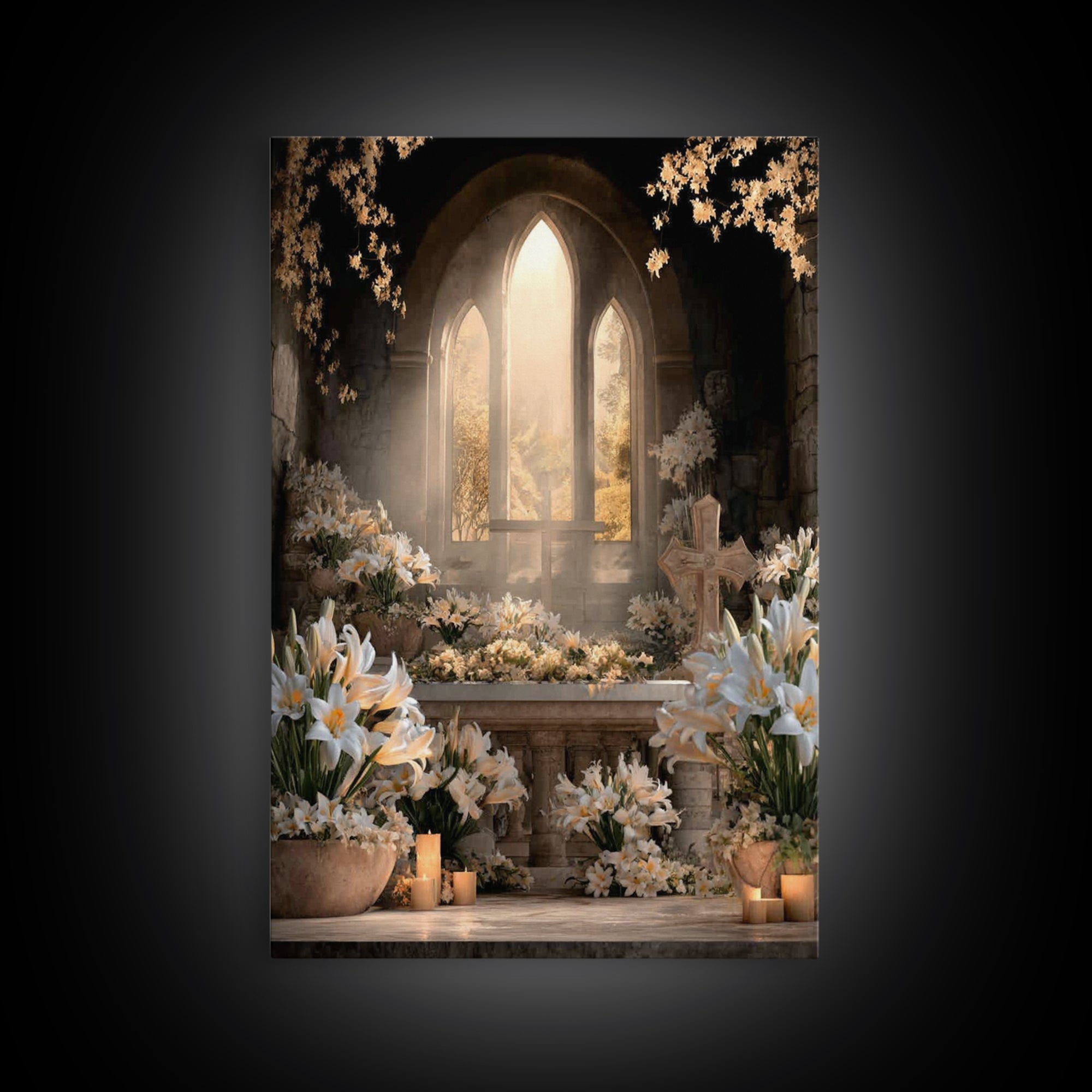 Sanctuary Blossoms – Framed Canvas Print – Christian Art Canvas – Christian Wall Art – Christian Christmas Art – Christmas Art – Christian