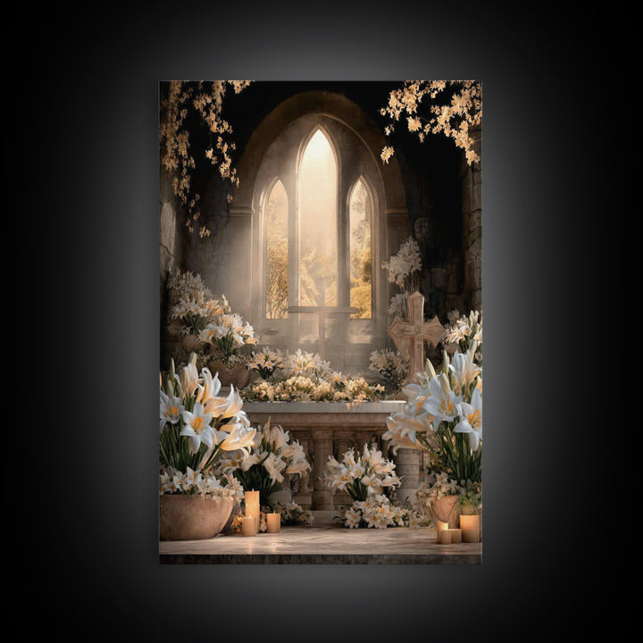 Sanctuary Blossoms – Framed Canvas Print – Christian Art Canvas – Christian Wall Art – Christian Christmas Art – Christmas Art – Christian