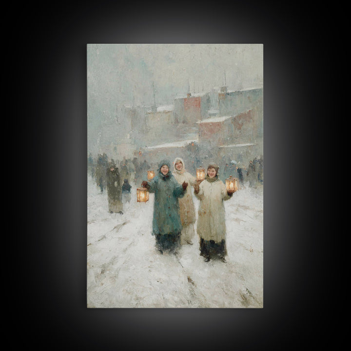 Snowy Companions – Framed Canvas Print – Christian Art Canvas – Christmas Wall Art – Christian Christmas Art – Christian Decor