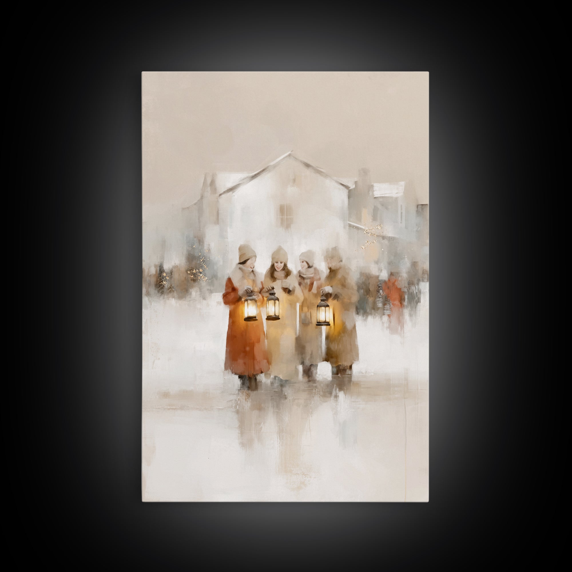 Village Sisters – Framed Canvas Print – Christian Art Canvas – Christian Wall Art – Christmas Art – Christian Christmas Art
