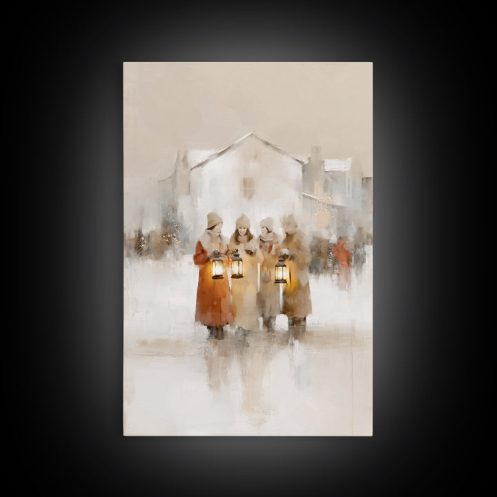 Village Sisters – Framed Canvas Print – Christian Art Canvas – Christian Wall Art – Christmas Art – Christian Christmas Art