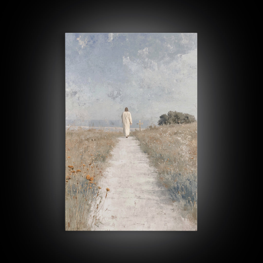 Meadow Journey – Framed Canvas Print – Christian Wall Art – Christian Art Canvas – Christian Painting – Minimalist Christian Art