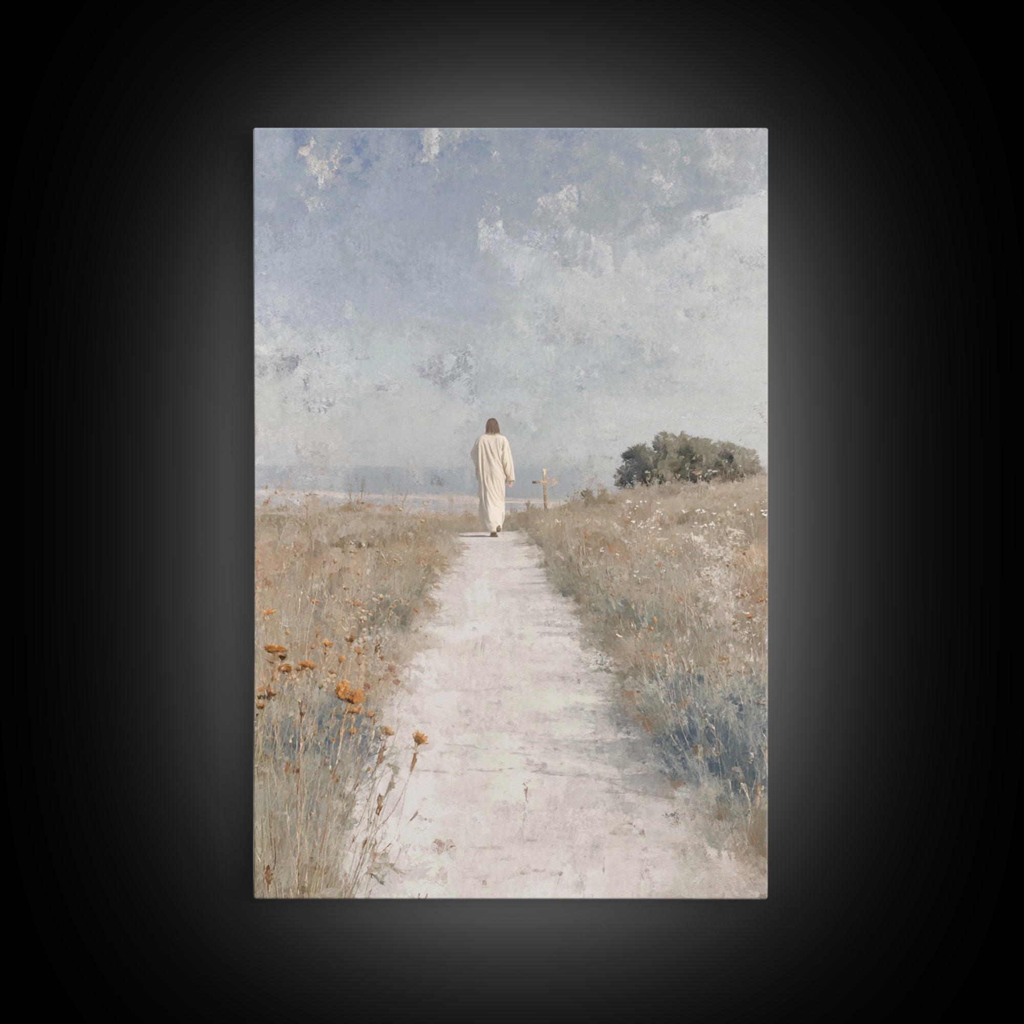 Meadow Journey – Framed Canvas Print – Christian Wall Art – Christian Art Canvas – Christian Painting – Minimalist Christian Art