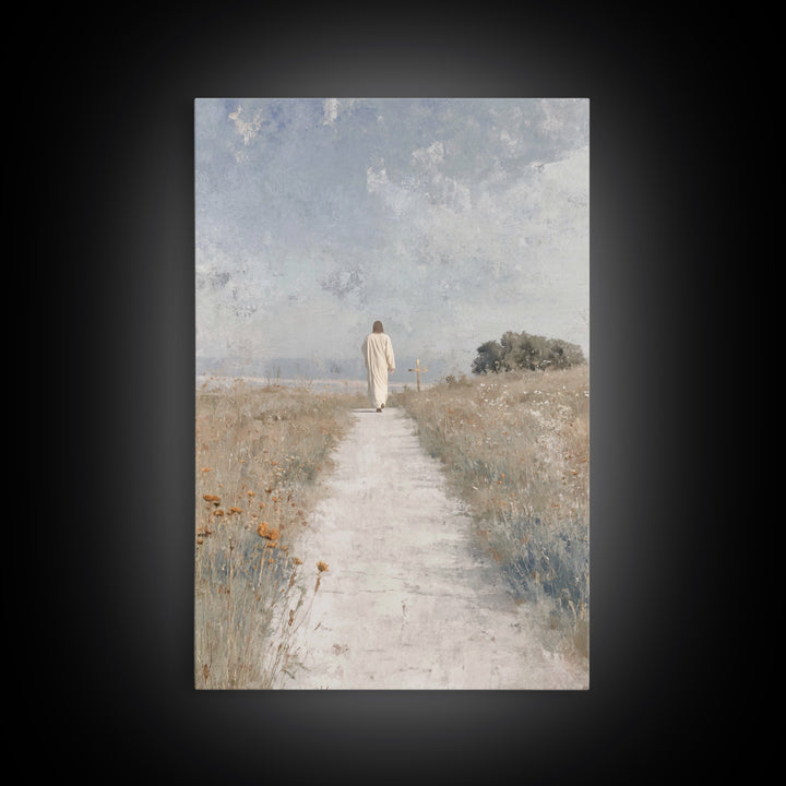 Meadow Journey – Framed Canvas Print – Christian Wall Art – Christian Art Canvas – Christian Painting – Minimalist Christian Art