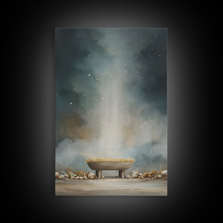 Holy Manger Light – Framed Canvas Print – Christian Wall Art – Christian Art Canvas – Christmas Art – Christian Christmas Art
