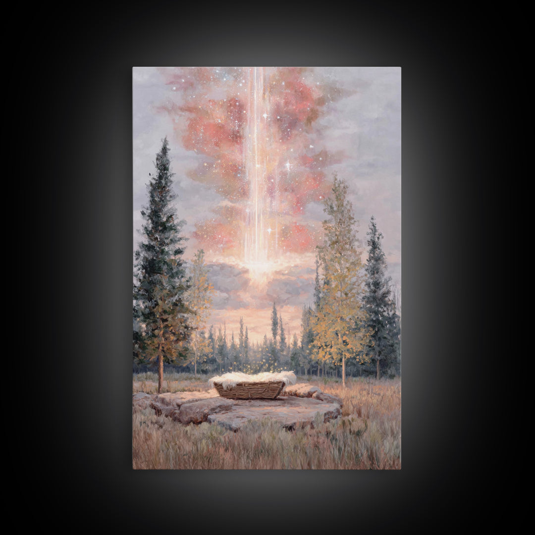 Celestial Birth Glory – Framed Canvas Print – Christian Wall Art – Christmas Art – Christian Art Canvas – Christian Christmas Art