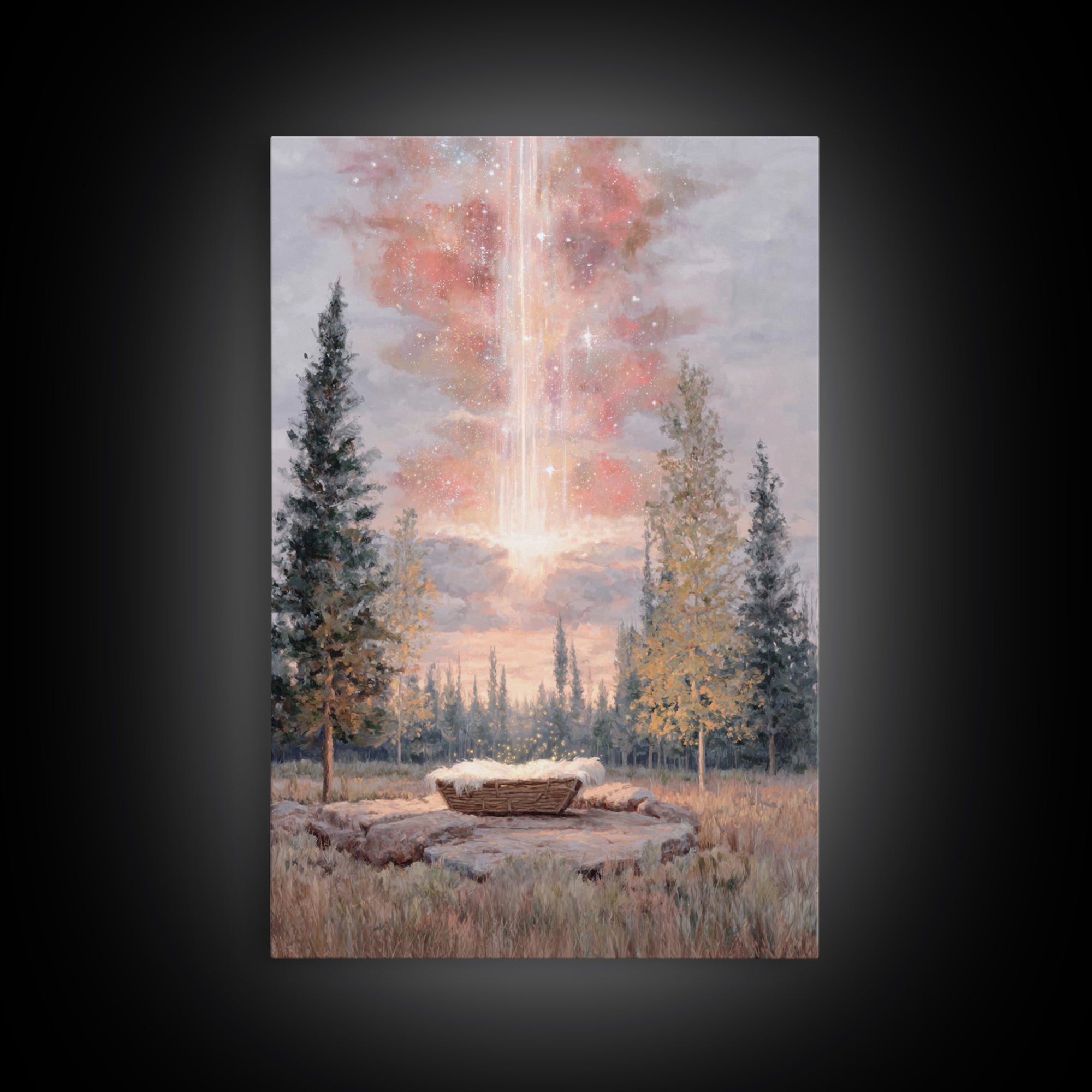 Celestial Birth Glory – Framed Canvas Print – Christian Wall Art – Christmas Art – Christian Art Canvas – Christian Christmas Art