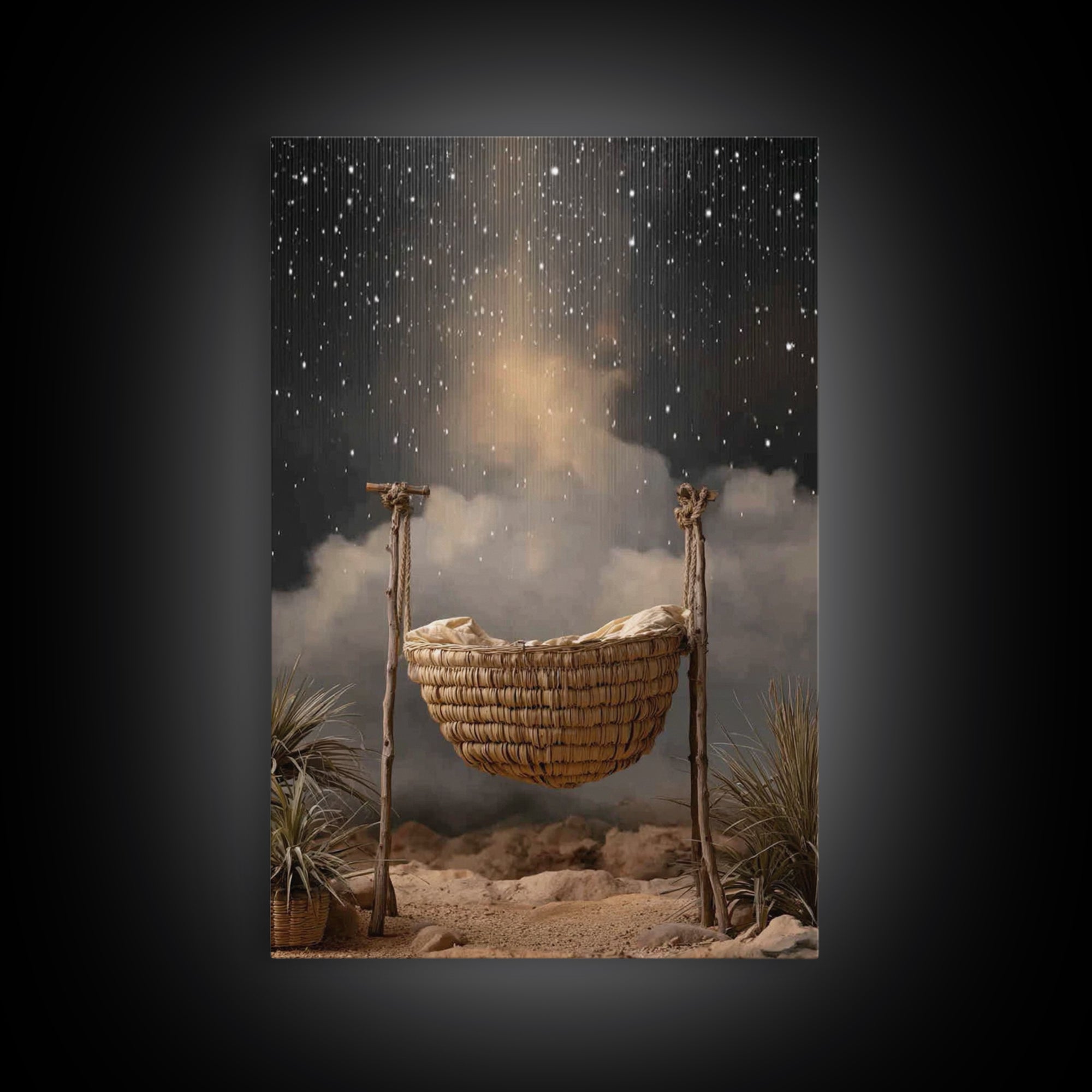Night Of Promise – Framed Canvas Print – Christian Wall Art – Christian Christmas Art – Christian Art Canvas – Christmas Art