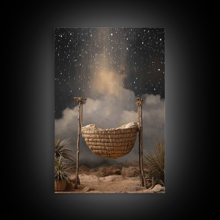 Night Of Promise – Framed Canvas Print – Christian Wall Art – Christian Christmas Art – Christian Art Canvas – Christmas Art