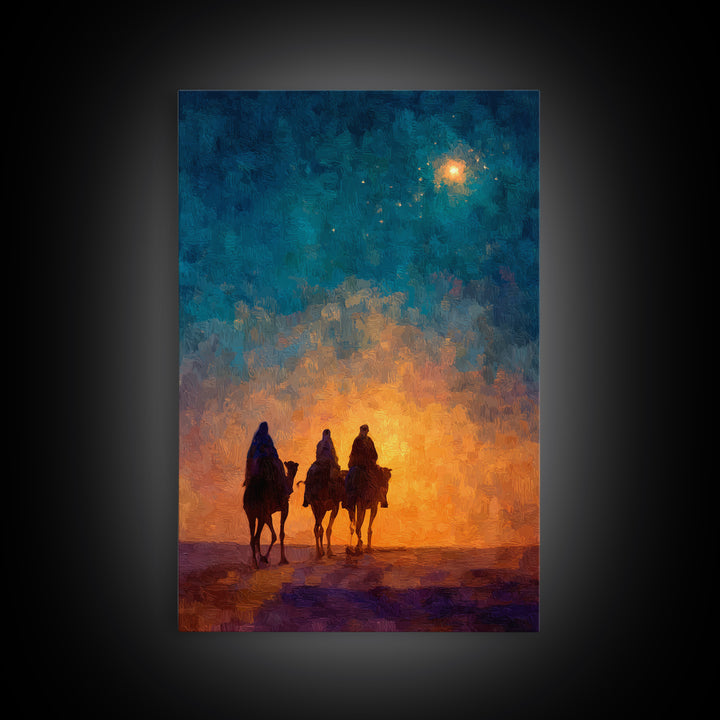 The Guiding Star – Framed Canvas Print – Christian Wall Art – Christian Art Canvas – Jesus Painting – Christmas Art