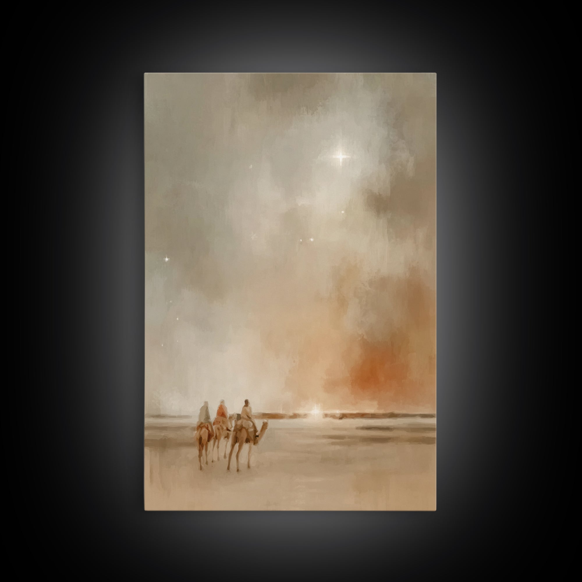 Three Kings Dawn – Framed Canvas Print – Christian Art Canvas – Christmas Wall Art – Jesus Painting – Christian Christmas Decor – Christian