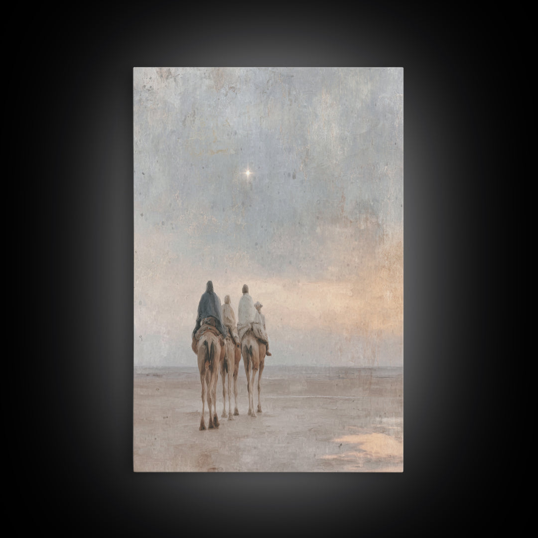 Bethlehem Moonrise, Framed Canvas Print, Christian Art Canvas, Christmas Wall Art, Jesus Painting Canvas, Christian Christmas Art, Modern C