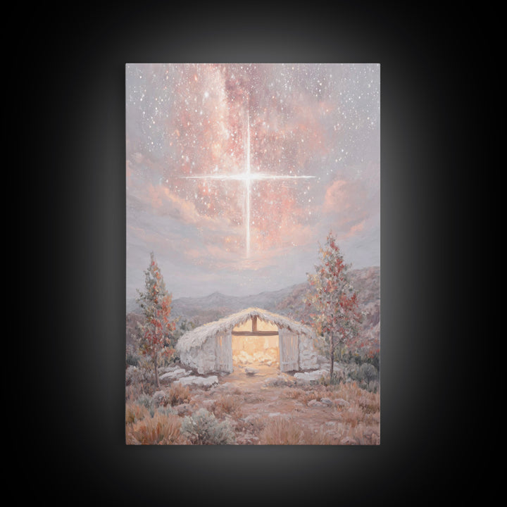Manger Glory | Framed Canvas Print | Christian Christmas Art | Christian Wall Art | Jesus Art Print | Christmas Art Work | Christian Decora