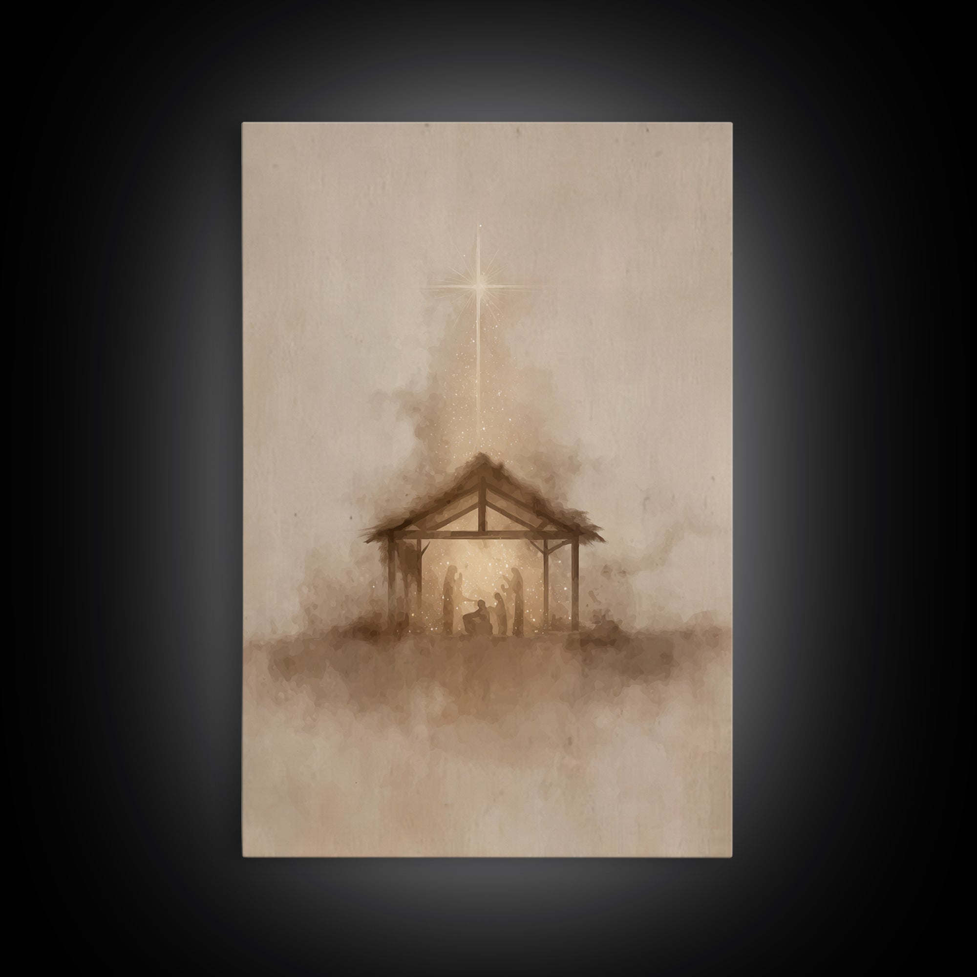 Nativity Radiance, Framed Canvas Print, Christian Art Canvas, Christmas Wall Art, Jesus Painting, Christian Christmas Art, Minimalist Chris