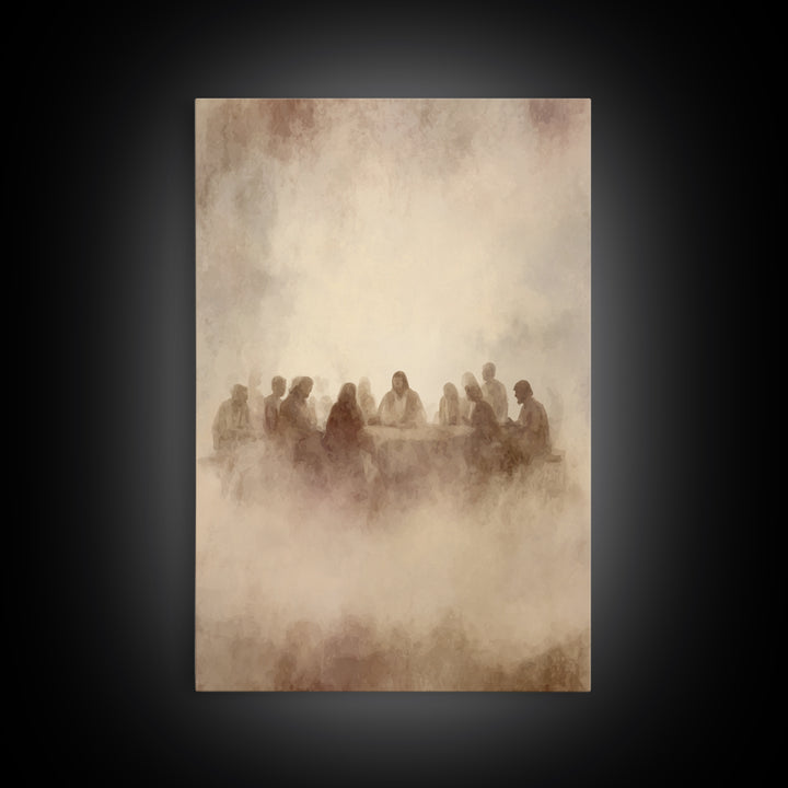 Supper In The Mist, Framed Canvas Print, Christian Wall Art, Jesus Art Print, Christian Art Canvas, Subtle Christian Art, Christian Gift Id