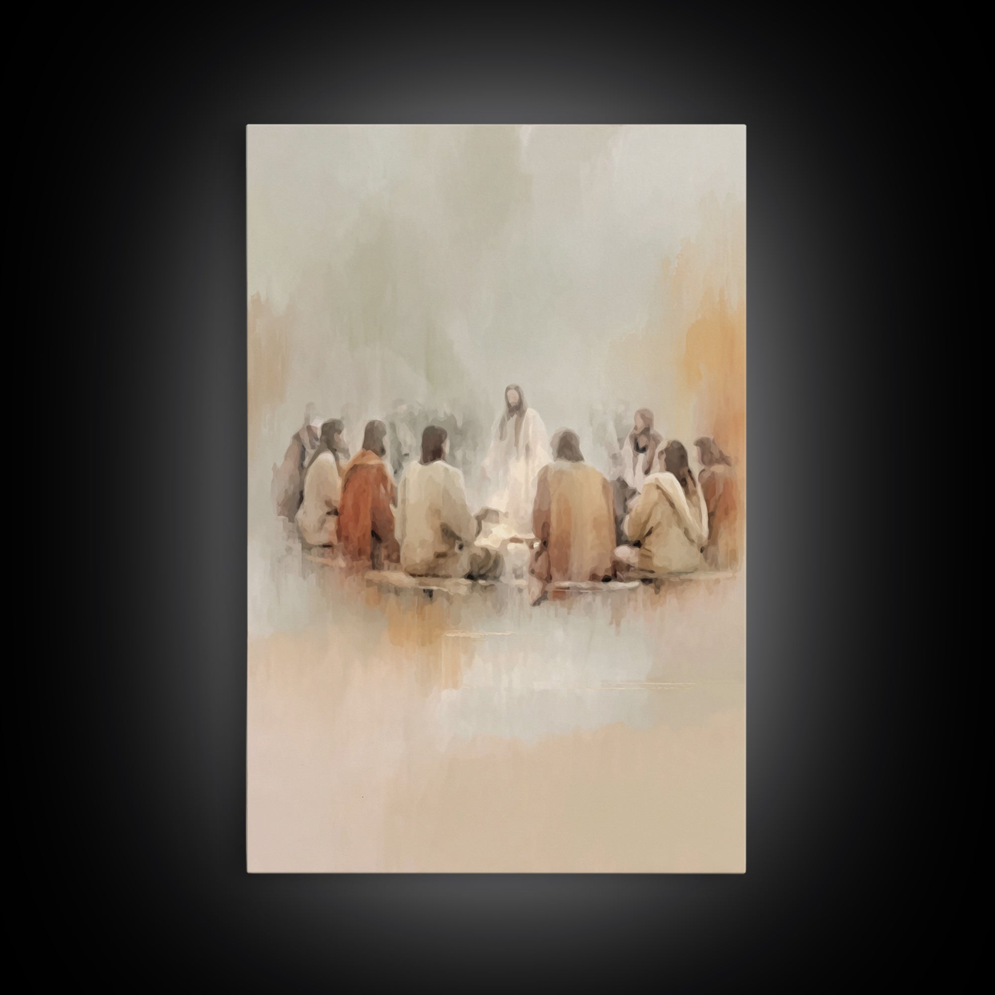 Last Supper Dawn – Framed Canvas Print – Christian Art Print – Jesus Wall Art – Modern Christian Art – Christian Paintings – Christian Deco