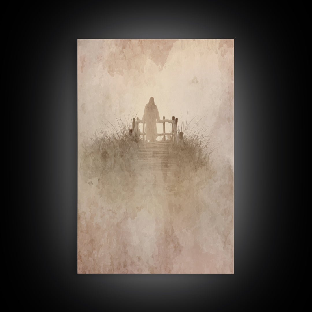 Heavenly Crossing | Framed Canvas Print | Christian Wall Art | Jesus Painting | Christian Art Canvas | Christian Christmas Art | Christian