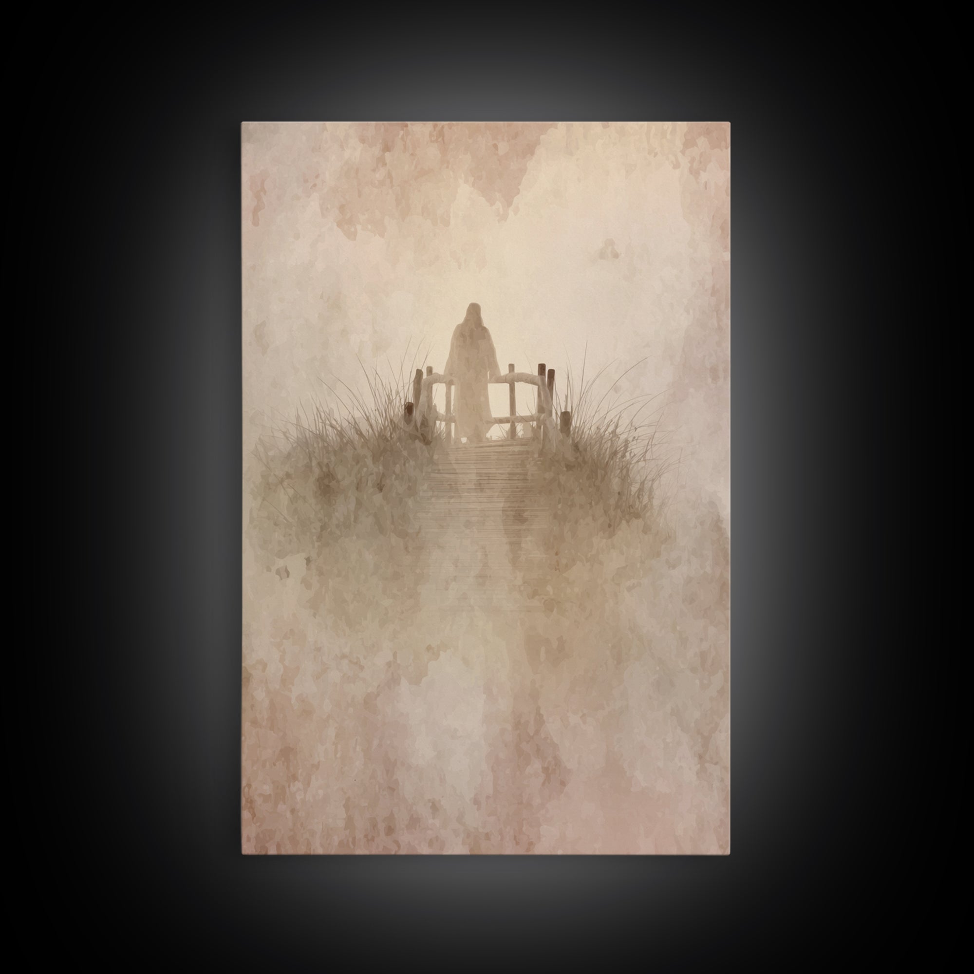 Heavenly Crossing | Framed Canvas Print | Christian Wall Art | Jesus Painting | Christian Art Canvas | Christian Christmas Art | Christian