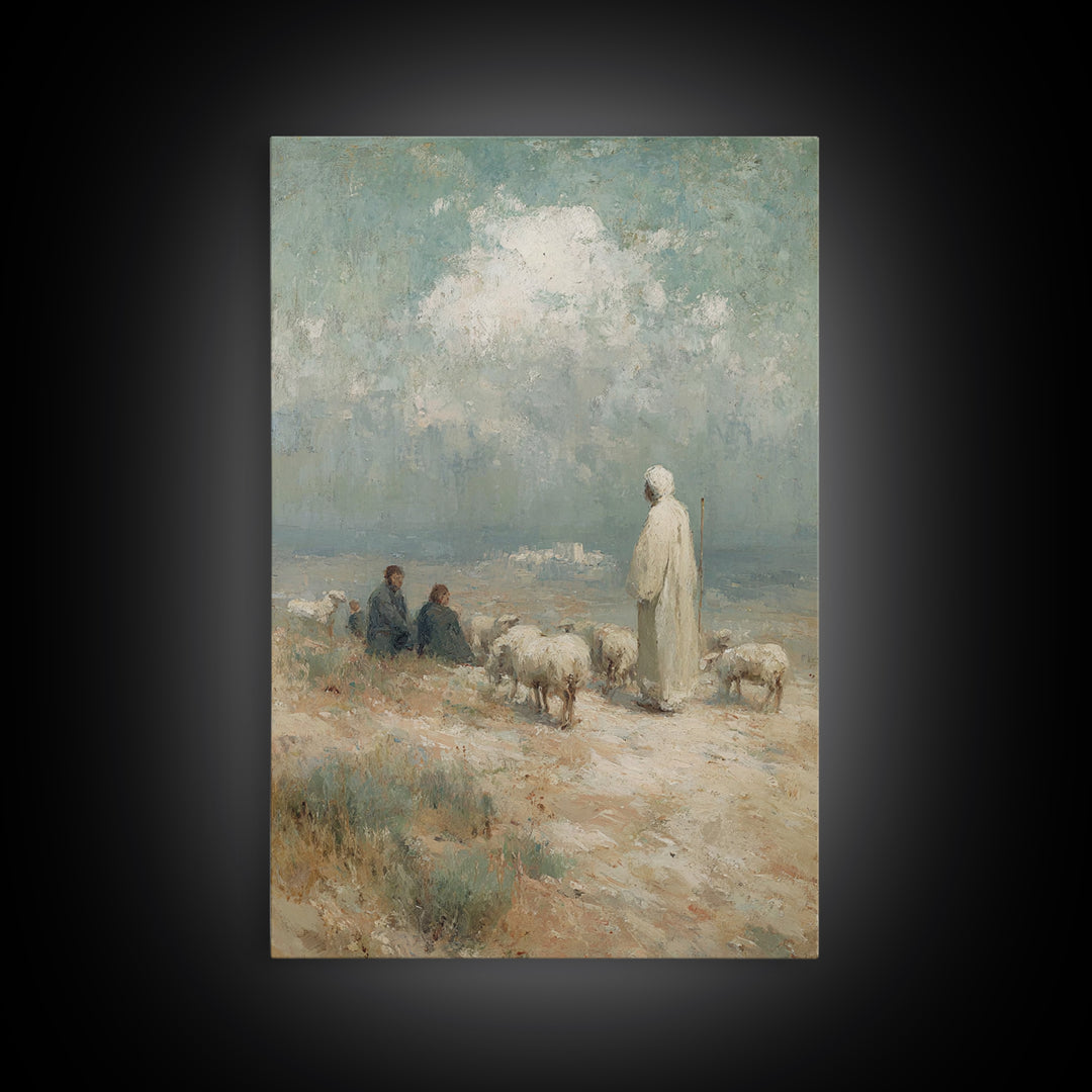 Shepherd’s Calling – Framed Canvas Print – Christian Art Canvas – Christian Wall Art – Christian Painting – Vintage Christian Art – Christi