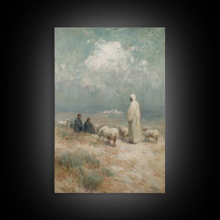 Shepherd’s Calling – Framed Canvas Print – Christian Art Canvas – Christian Wall Art – Christian Painting – Vintage Christian Art – Christi