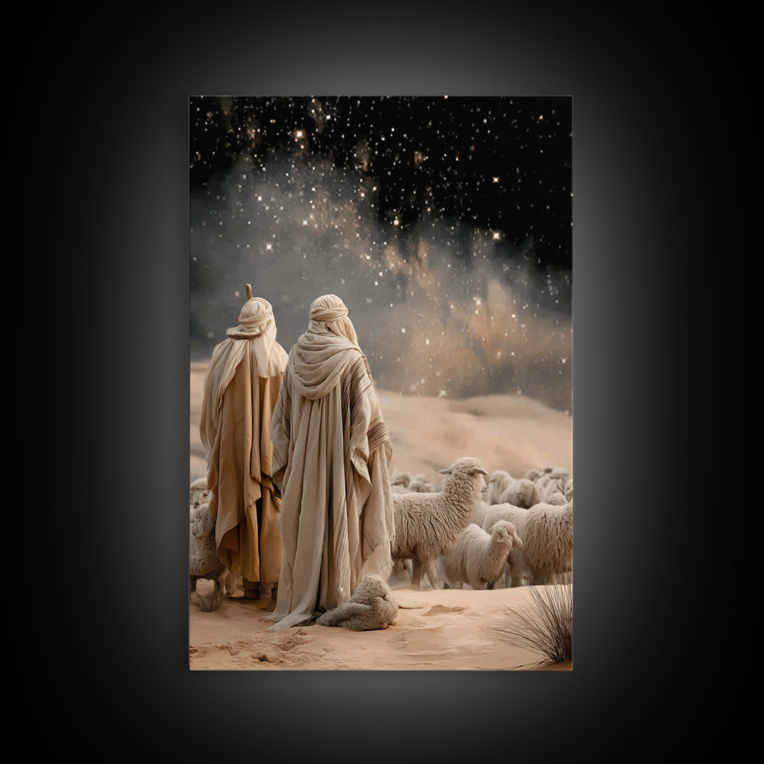 Night Watch – Framed Canvas Print – Christian Art Canvas – Christian Wall Art – Christian Christmas Art – Moody Christian Art – Christian D