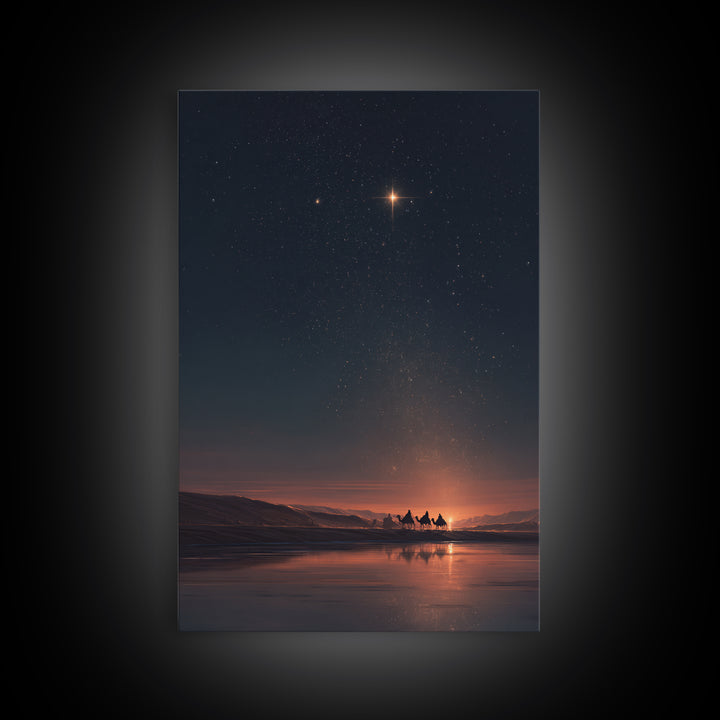 Midnight Star – Framed Canvas Print – Christmas Wall Art – Christian Christmas Art – Christian Art Canvas – Christian Decor – Christian Gif