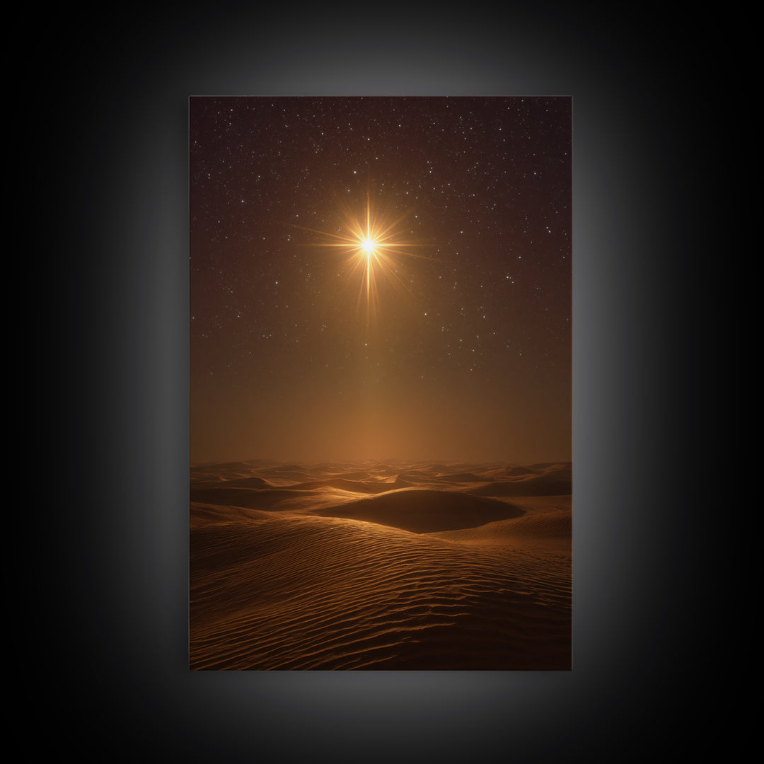 Radiant Night Star – Framed Canvas Print – Christian Wall Art – Christmas Art Prints – Christian Art Gift – Modern Christian Art