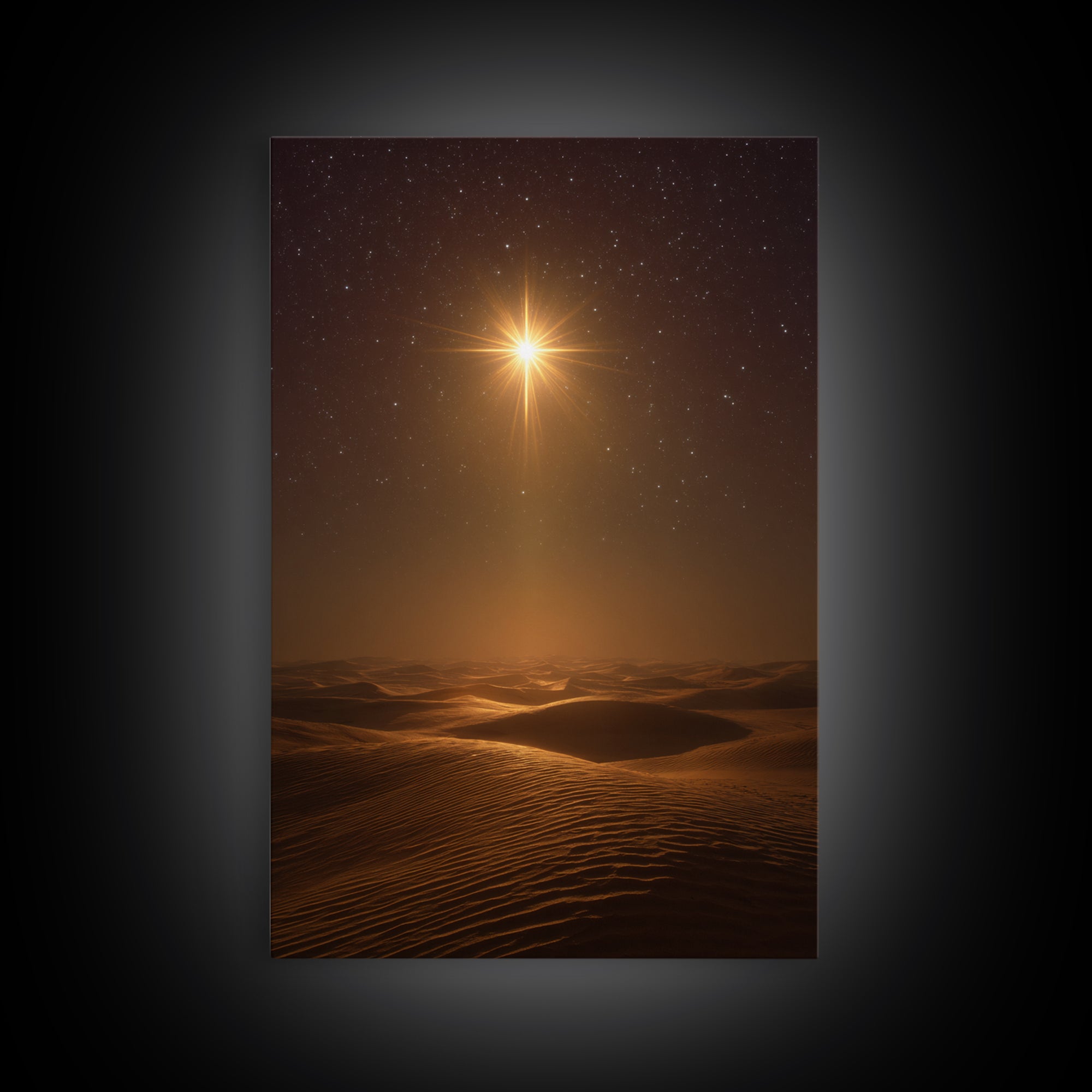 Radiant Night Star – Framed Canvas Print – Christian Wall Art – Christmas Art Prints – Christian Art Gift – Modern Christian Art