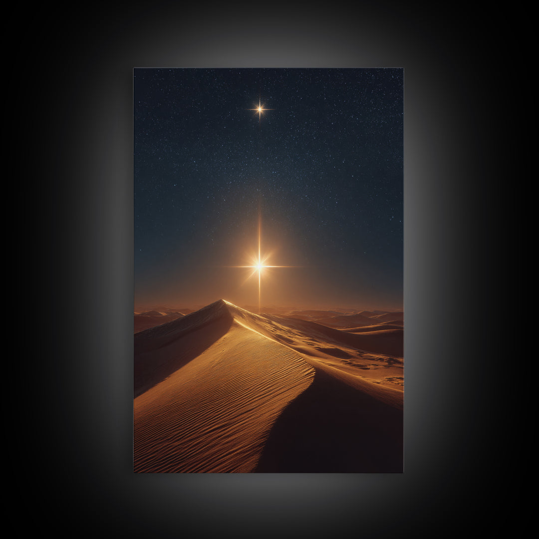 Guiding Star Peak – Framed Canvas Print – Christian Christmas Decor – Christian Art – Christmas Canvas Wall Art – Jesus Art Print