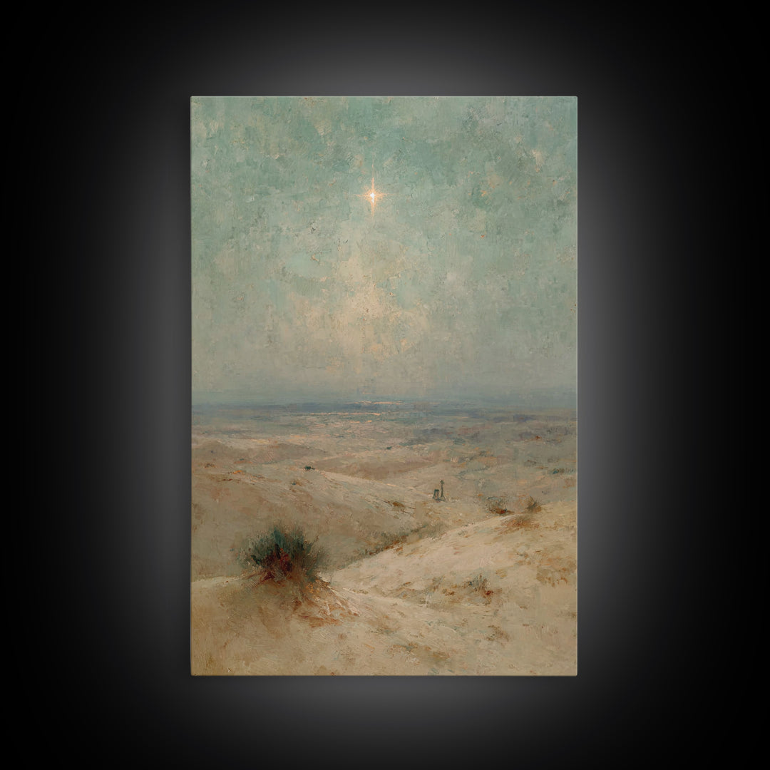 Silent Holy Star – Framed Canvas Print – Christian Art Painting – Christmas Wall Art – Christian Art Gift – Subtle Christian Art