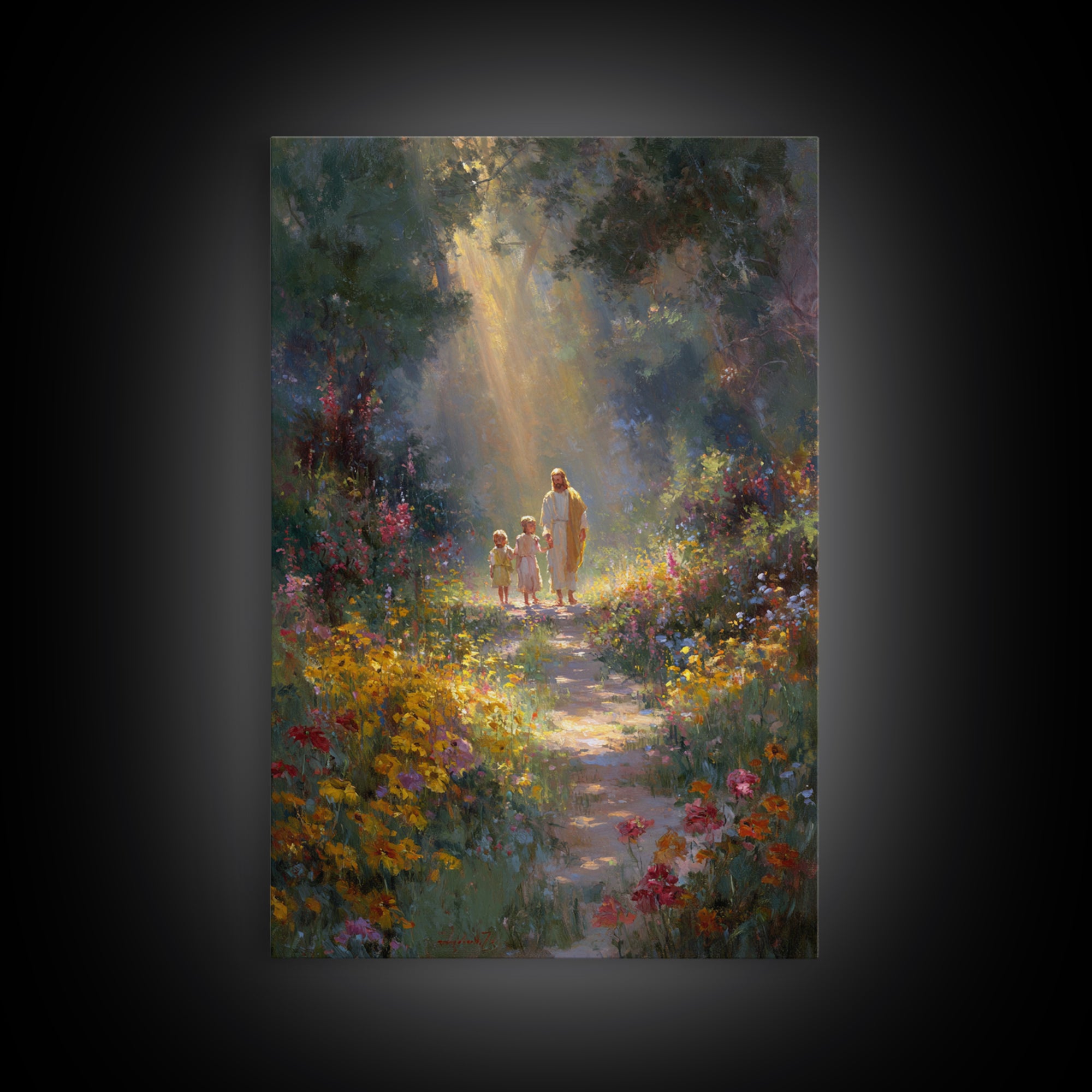 Garden Of Peace - Framed Canvas Print - Christian Wall Art - Jesus Painting - Christian Art Canvas - Christian Gift - Christmas Art
