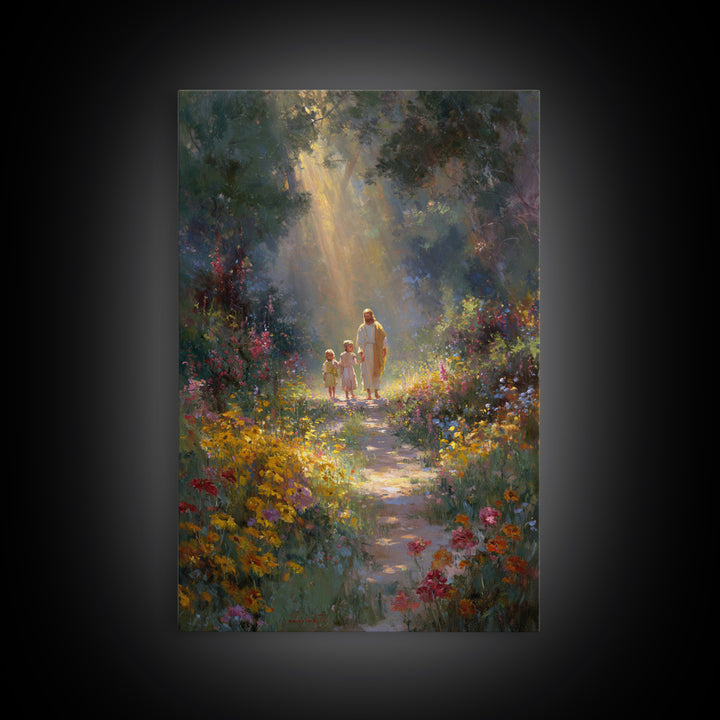 Garden Of Peace - Framed Canvas Print - Christian Wall Art - Jesus Painting - Christian Art Canvas - Christian Gift - Christmas Art