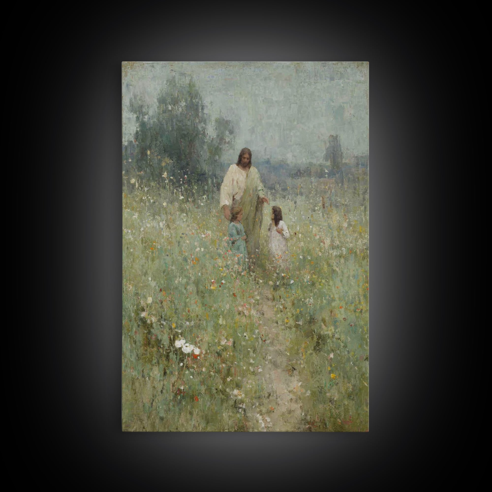 Fields Of Grace , Framed Canvas Print, Christian Art Canvas, Christian Wall Art, Jesus Painting, Christian Gift Ideas, Christian Christmas