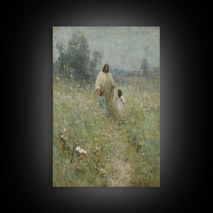 Fields Of Grace , Framed Canvas Print, Christian Art Canvas, Christian Wall Art, Jesus Painting, Christian Gift Ideas, Christian Christmas