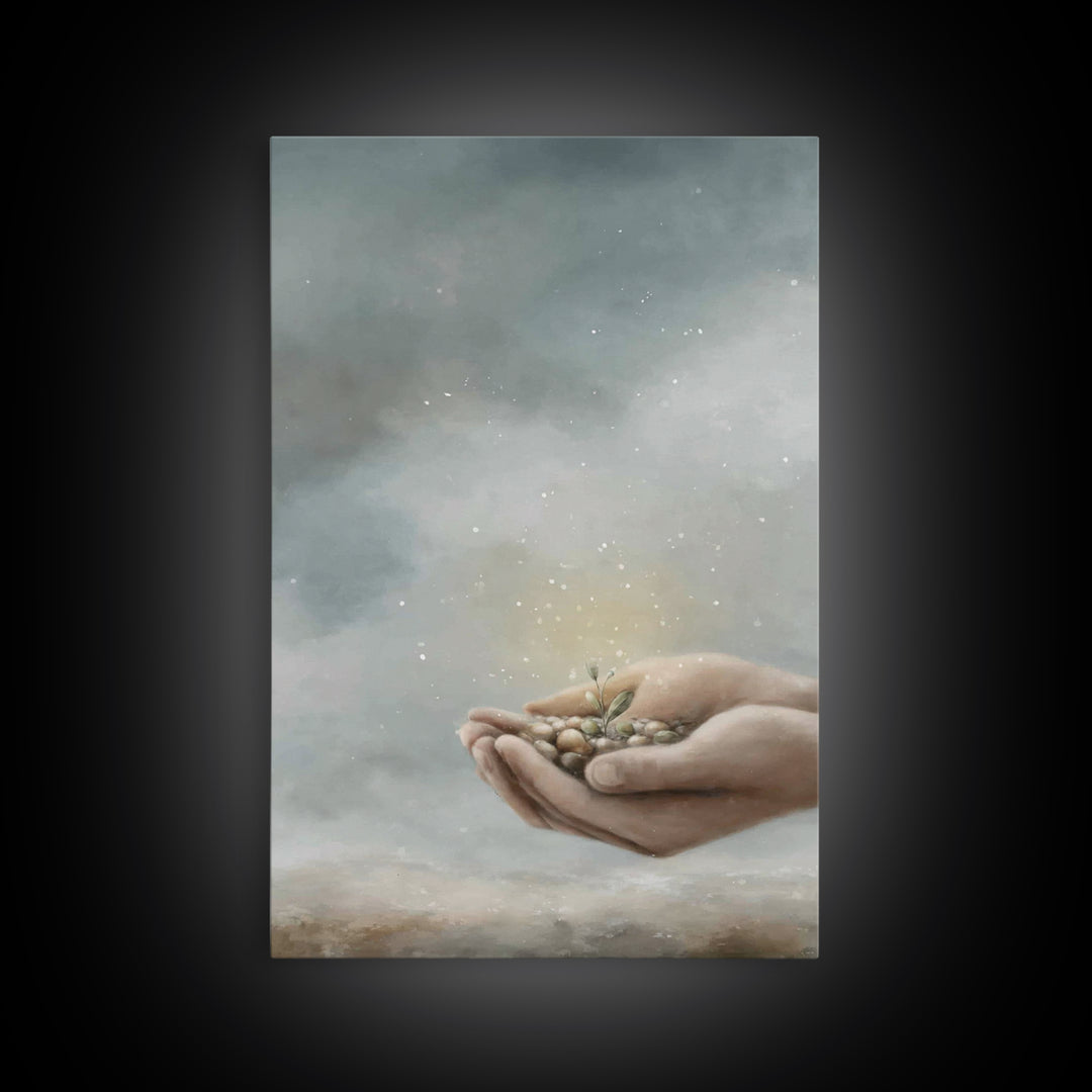 Seed Of Grace | Framed Canvas Print | Christian Wall Art | Christian Art Canvas | Christian Gift | Jesus Painting | Subtle Christian Art